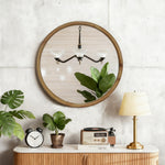 Natural Wooden Circle Mid-Century Modern Decorative Mirror