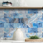 Sea Blue Marble Wall Stickers Waterproof Oil  Leather Stickers Wallpaper Modern Style