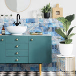 Sea Blue Marble Wall Stickers Waterproof Oil  Leather Stickers Wallpaper Modern Style