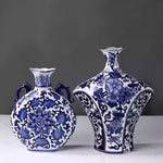 Antique-style Blue-and-white Ceramic Vase Ornament For Home Decor