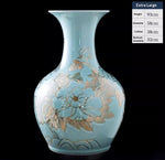 New Chinese-style Ceramic Vase With Hand-painted Gold Accents For Home Decor