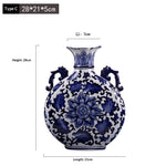 Antique-style Blue-and-white Ceramic Vase Ornament For Home Decor