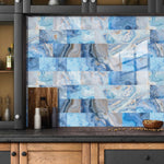 Sea Blue Marble Wall Stickers Waterproof Oil  Leather Stickers Wallpaper Modern Style