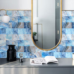 Sea Blue Marble Wall Stickers Waterproof Oil  Leather Stickers Wallpaper Modern Style